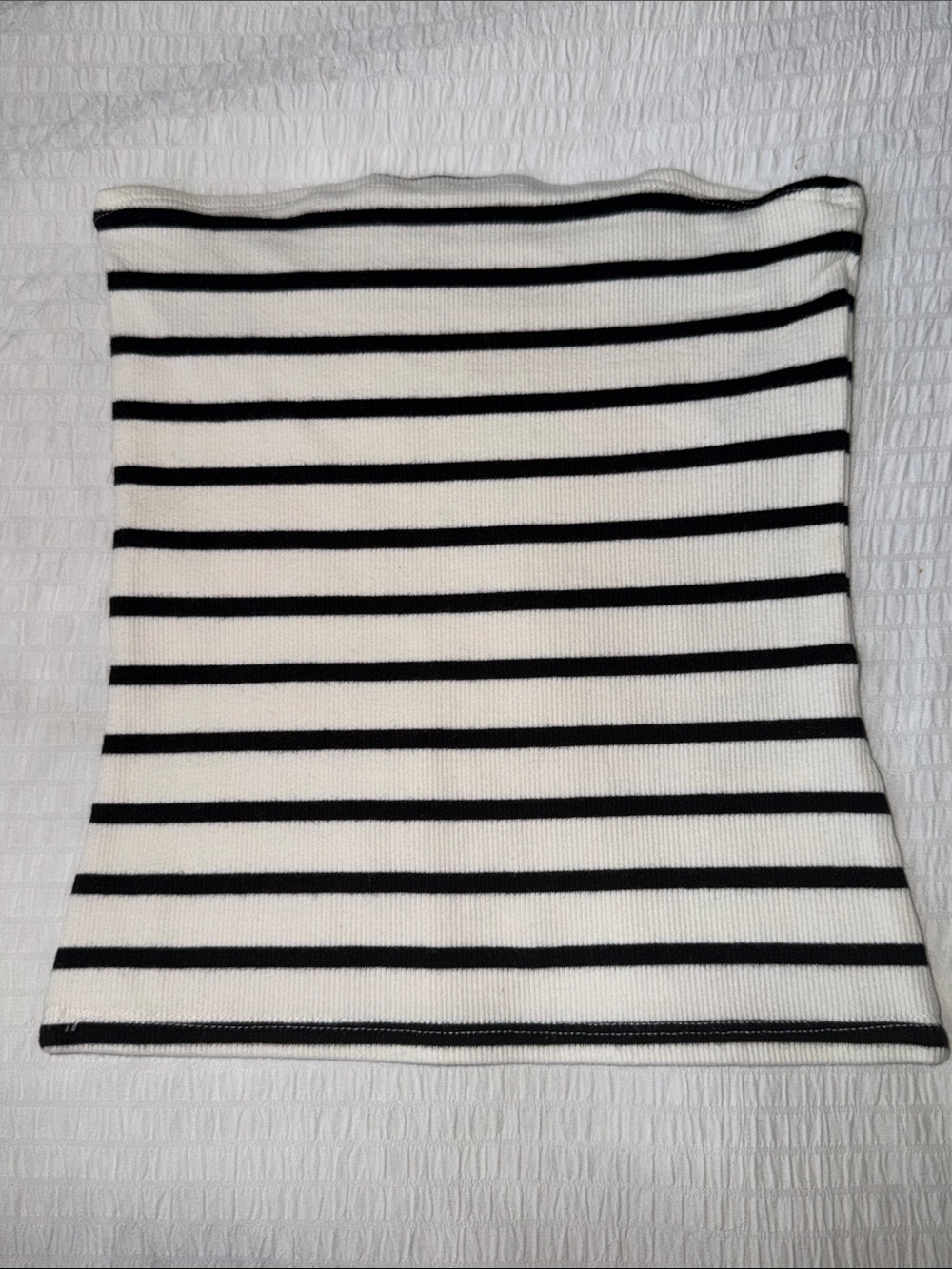 H&M Rib-Knit Strapless Bandeau Top - Striped